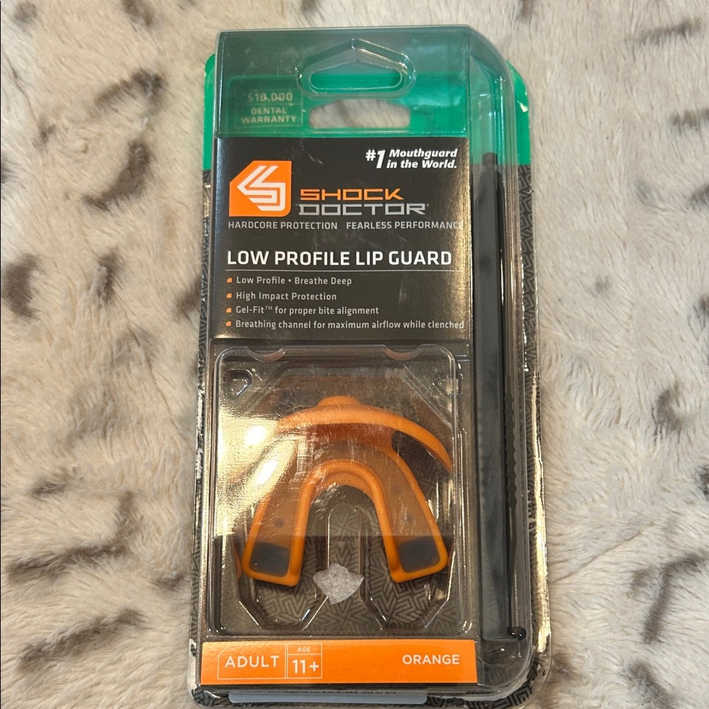 Football Shock Doctor 11 year old + Low Profile Lip Guard Mouthguard - Orange